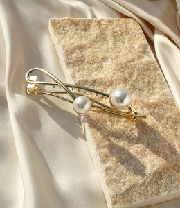 ｜香蕉夾｜沉淀 ‧ 金屬珍珠一字 抓夾盤髮夾 單只販售