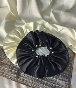 ｜大腸圈｜寂寞 ‧ 珍珠荷葉布圈 髮圈髮束 單只販售