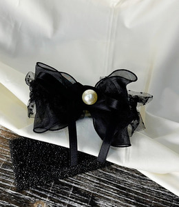 ｜髮圈｜靜靜 ‧ 蕾絲雙層蝴蝶結 大腸圈髮束髮飾 單只販售