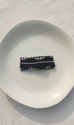 ｜bb夾｜百褶千鳥格紋方形 髮夾髮飾邊夾壓夾 單只販售