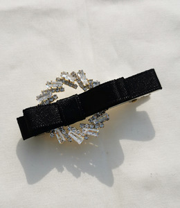 ｜壓夾｜青靄流動 ‧ 鋯石蝴蝶結一字夾 髮夾髮飾邊夾瀏海夾 單只販售