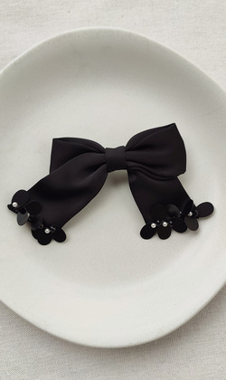 ｜壓夾｜黑色精緻蝴蝶結 髮夾髮飾邊夾壓夾 單只販售