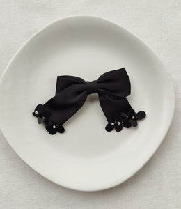 ｜壓夾｜黑色精緻蝴蝶結 髮夾髮飾邊夾壓夾 單只販售