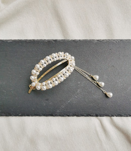 ｜香蕉夾｜ 珍珠橢圓流蘇 髮夾鯊魚夾盤髮 單隻販售