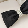 ｜壓夾｜珍珠與黑色蝴蝶結 髮夾髮飾邊夾壓夾 單只販售(刺繡暗紋設計)_2