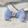 ｜彈簧夾｜藍色海洋 ‧ 素色雙層蝴蝶結 單只販售_4