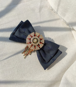 ｜彈簧夾｜復古牛仔蝴蝶結 髮夾髮飾鯊魚夾抓夾邊夾 單隻販售(復古巴洛克風情)