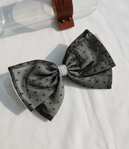 ｜彈簧夾｜思懷 ‧ 黑色點點紗雙層蝴蝶結 髮夾髮飾 單只販售