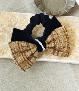 ｜大腸圈｜淺淡 ‧ 撞色雙層蝴蝶結 髮圈髮束 單只販售