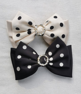 ｜彈簧夾｜波點雙層蝴蝶結 髮夾髮飾邊夾壓夾鯊魚夾 單隻販售