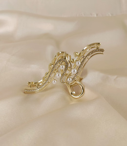 ｜鯊魚夾｜傾城 ‧ 線條珍珠鋯石 抓夾瀏海夾盤髮夾 單只販售