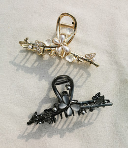 ｜鯊魚夾｜走入時光 ‧ 珍珠花與蝴蝶 髮夾髮飾邊夾壓夾鯊魚夾