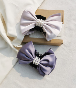 ｜鯊魚夾｜最初 ‧ 珍珠環繞雙層蝴蝶結 髮夾髮飾盤頭包頭 單只販售