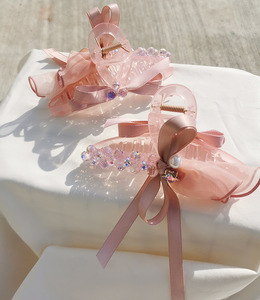 ｜鯊魚夾｜ 時光小徑 ‧ 粉色不對稱 髮夾髮飾(氣質優雅夢幻)