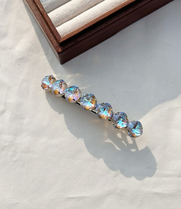 ｜彈簧夾｜深秋 &bull; 水晶一字 髮夾髮飾邊夾