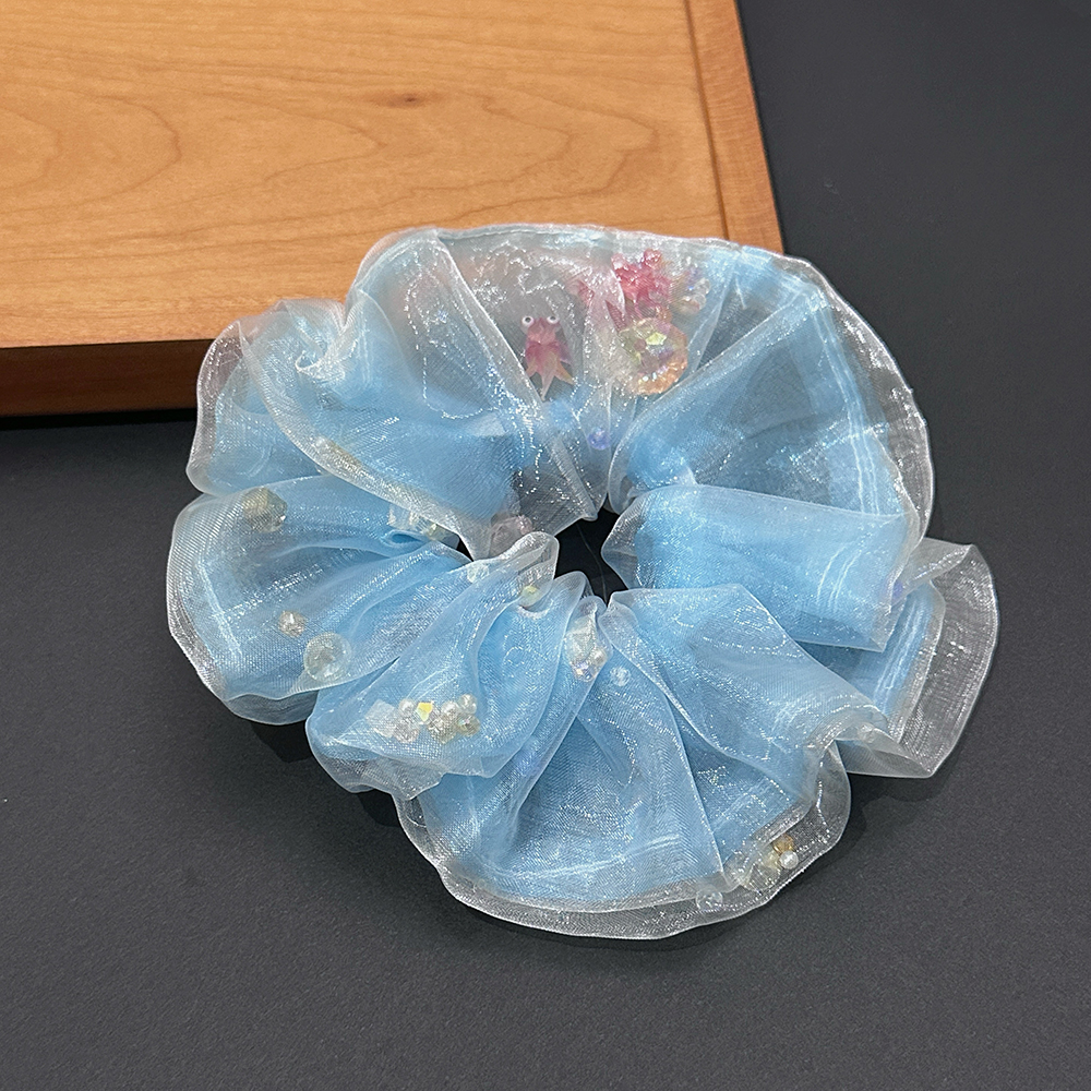 ｜大腸圈｜漂流 • 藍色歐根紗 髮束髮飾髮繩彈力繩 單支販售_4aa0b6cd4874139e3c1c02b9321f661c.jpg