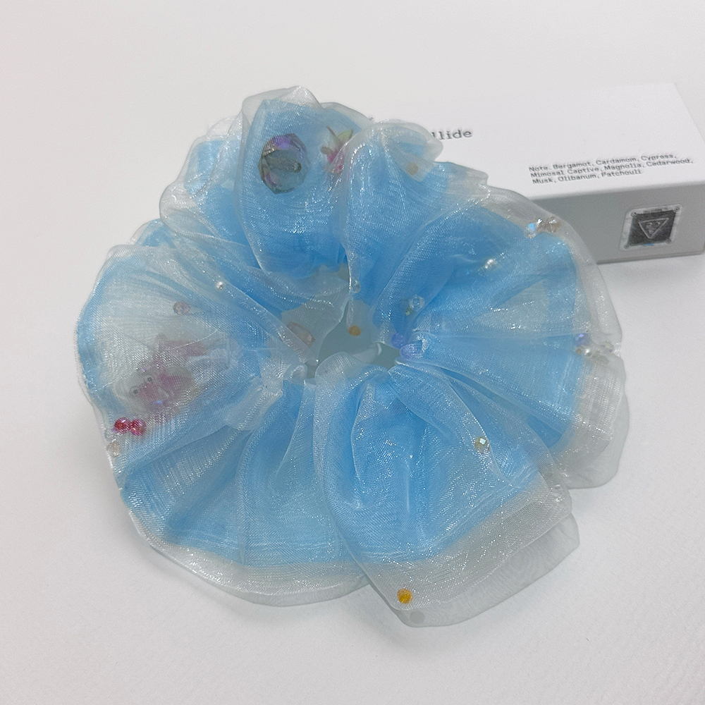 ｜大腸圈｜漂流 • 藍色歐根紗 髮束髮飾髮繩彈力繩 單支販售_96462757212b4078d5c65794ca3fdcba.jpg