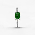 冰糖密鑲戒指 (祖母綠）EMERALD CUT PAVE RING_1