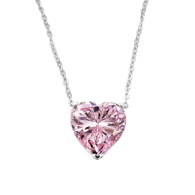 粉寶色愛心項鍊LOVE COLOR DIAMOND NECKLACE