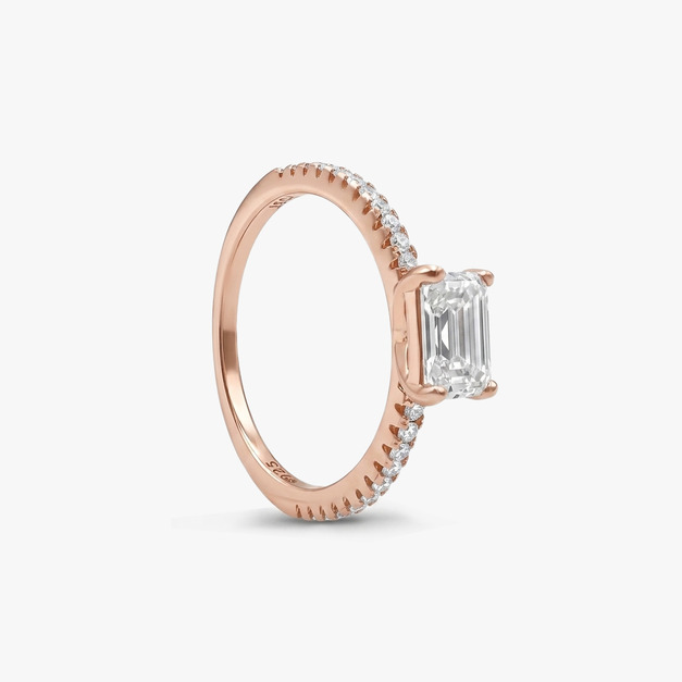 冰糖密鑲戒指(玫瑰金）EMERALD CUT PAVE RING