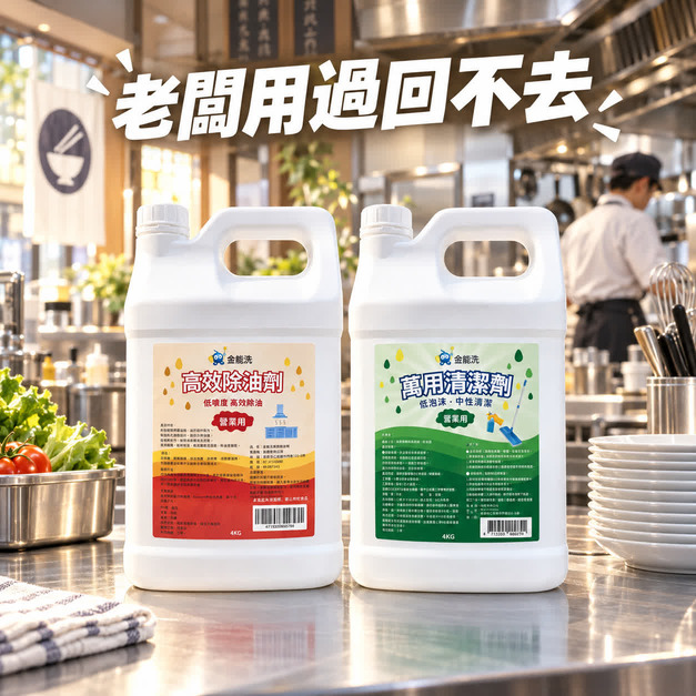 金能洗高效除油劑(鹼性)4kg + 金能洗中性萬用清潔劑4kg