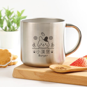 304雙層不鏽鋼杯 兔兔蔬果店【櫻桃兔】客製化禮物