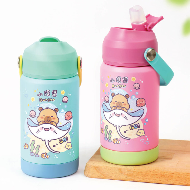 孩提 吸管式兒童專用保溫瓶【卡皮巴拉的海洋旅程】