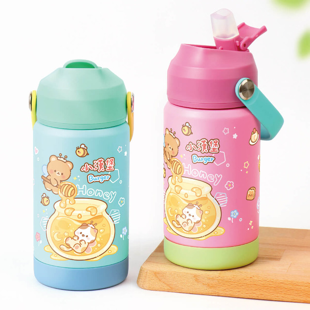 孩提 吸管式兒童專用保溫瓶【環繞系列-甜甜蜂蜜熊】