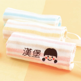 MIT姓名手帕紗布巾【辮子女孩】一組3入
