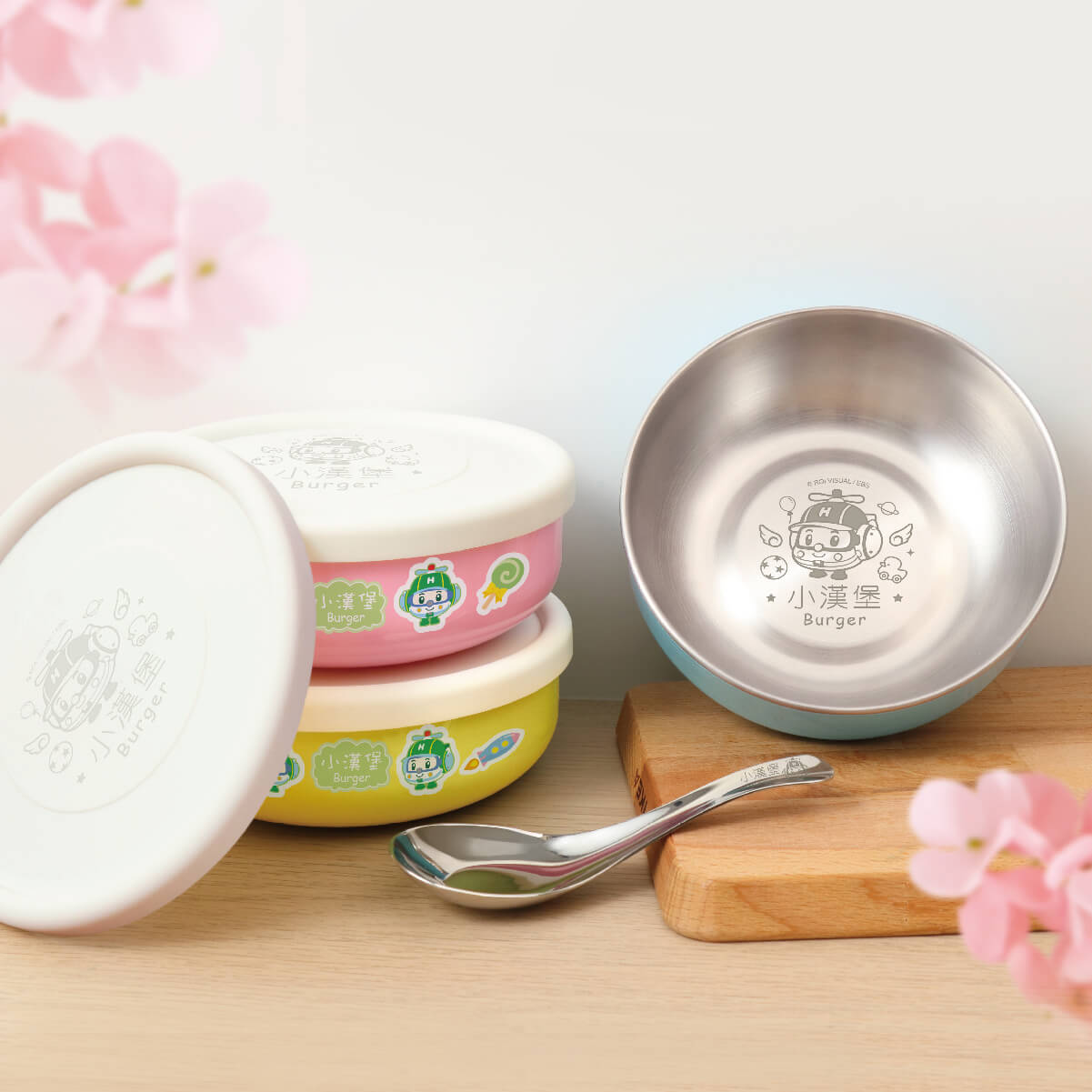 客製化繽紛三色碗獨家聯名救援小英雄【赫利】矽膠碗蓋