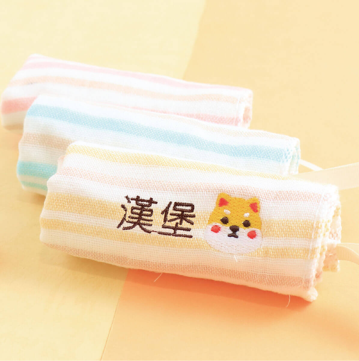 MIT姓名手帕紗布巾【柴柴款】一組3入