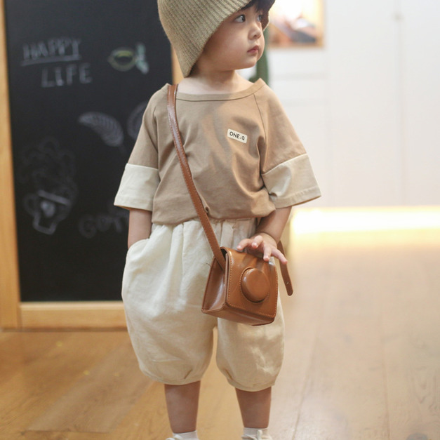 韓版拼接袖口奶茶色質感T恤