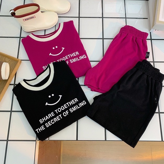 微笑假兩件純棉運動套裝