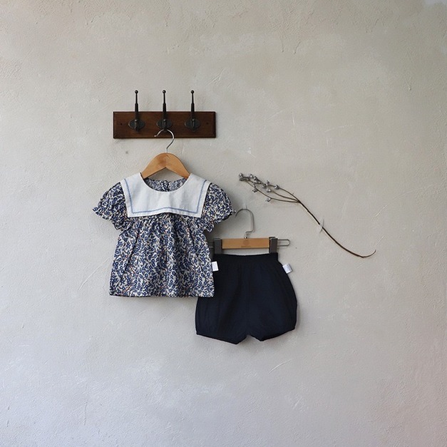 碎花娃娃衫短褲套裝
