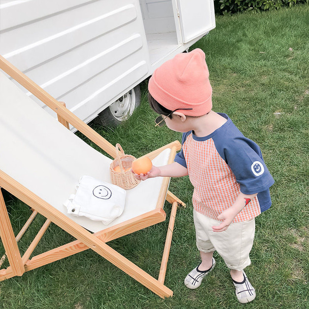 男童韓版oversize格紋微笑上衣(2色可選)