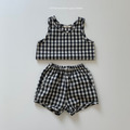 Gou 寶寶款清新格紋背心上衣+短褲套裝_4
