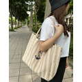 Rootote | 容量第一！船錨刺繡棉麻肩背包 (米色)_1