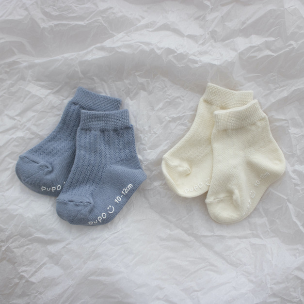 PUPO｜日本製・質感織紋寶寶襪(2色) 10-14cm