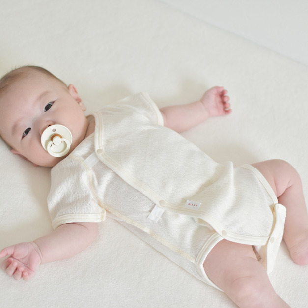 【預購】PUPO｜日本製・質感織紋開襟短袖包屁衣(2色) 60-70cm