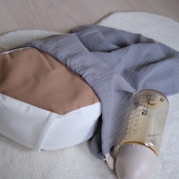 棉柔紗布束口袋-霧灰藍