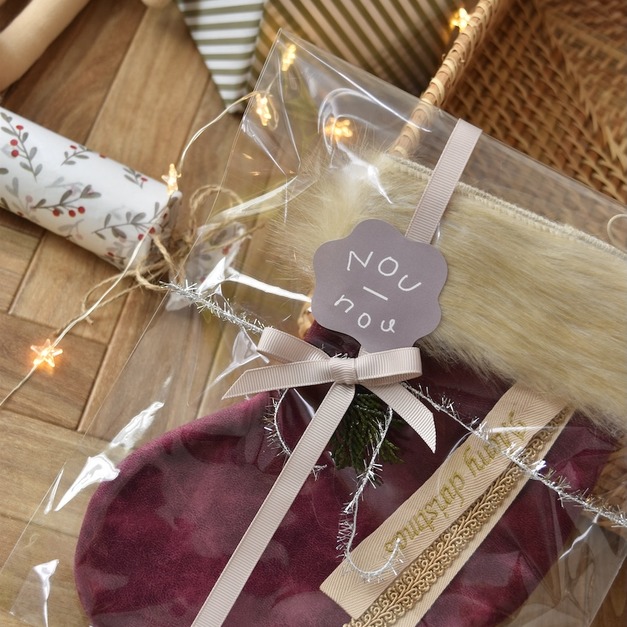 NOUnou | 日本製・麂皮絨聖誕襪_酒紅