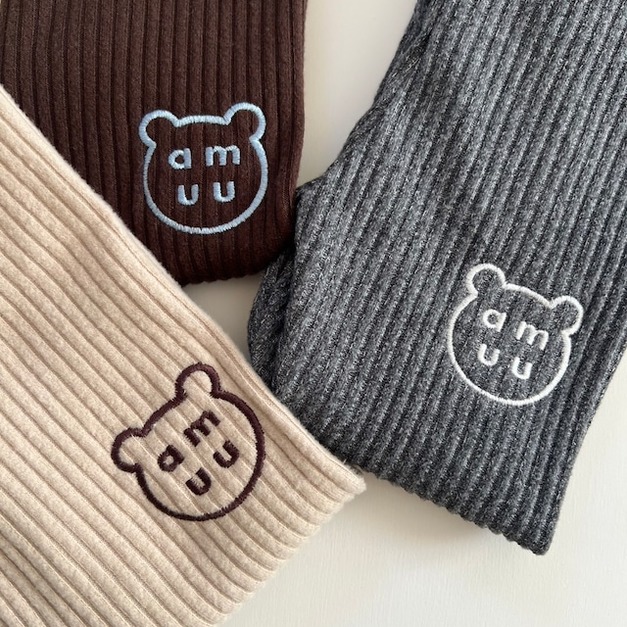 【預購】ammu | mochi bear 保暖坑條內搭褲 (3色)