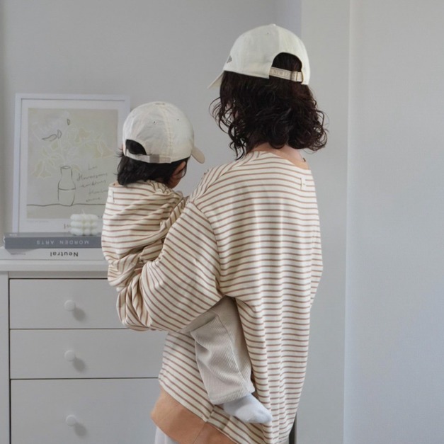 【預購】ammu | hey! kuma 條紋刺繡寬鬆上衣 (蜂蜜千層) *adult!