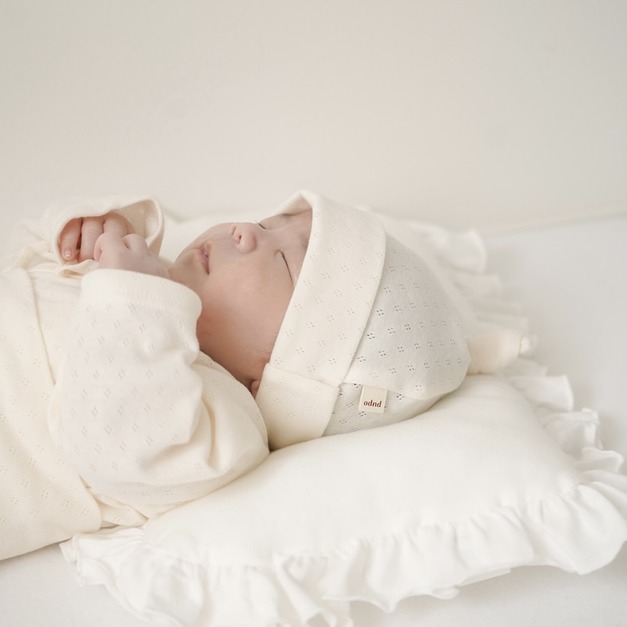 【預購】PUPO | 日本製・緹花洞洞綁結寶寶帽 (4色) 50-70cm *new!!