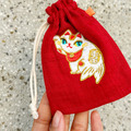 Lucky Cats 藏寶袋 / 小物袋 / 祈福袋 - 正紅色