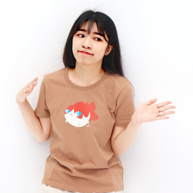 baby fishcat ／金魚喵Tisha－中性純棉短袖tshirt－可可