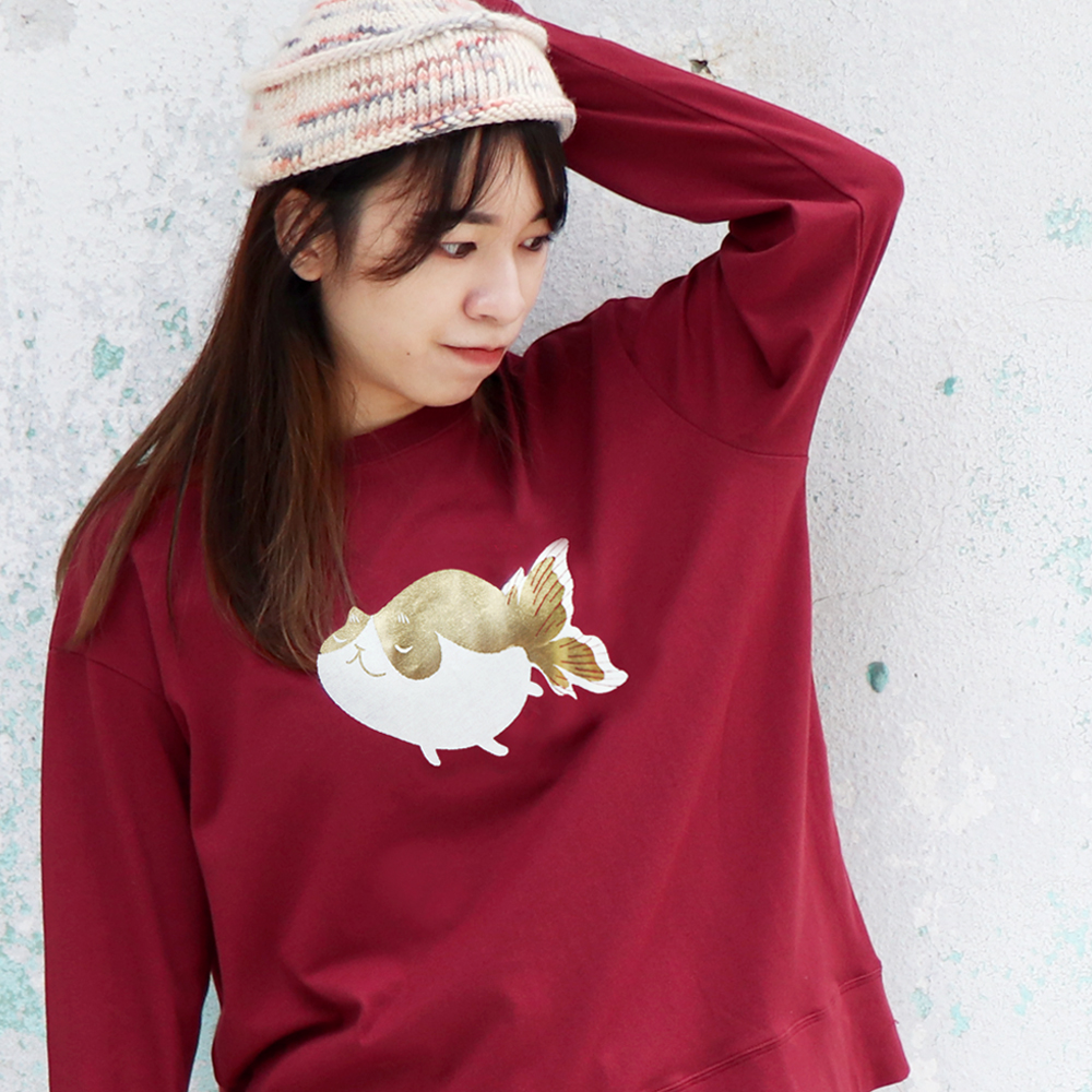 金魚喵 Tisha－中性純棉長袖上衣／男女同款同衣版