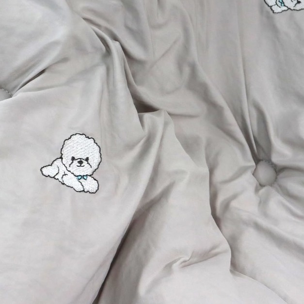 【四季被】刺繡貴賓狗款｜灰色