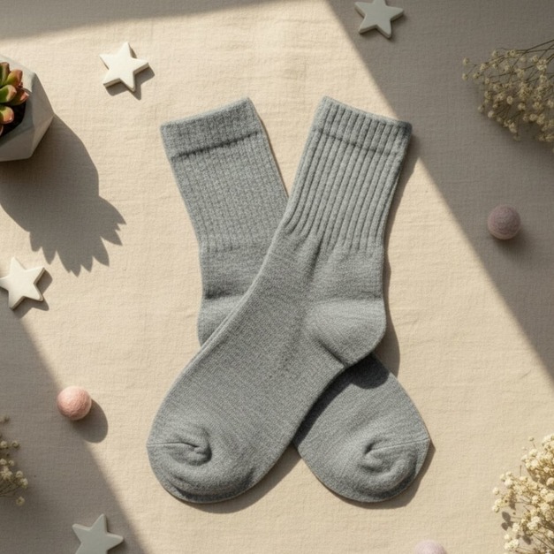S55 素色中筒襪(淺灰)