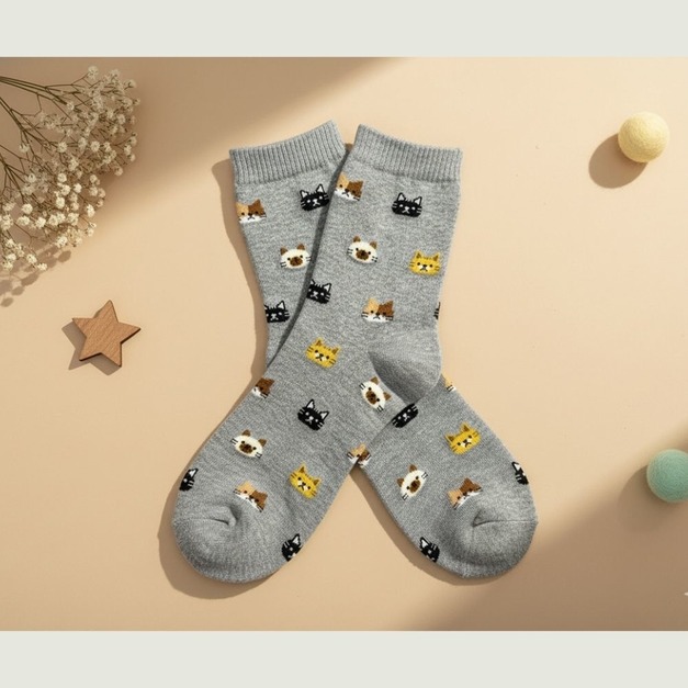 S59 滿版繽紛貓咪(灰)